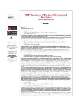 XXIX Symposium of the Scientific Instrument Commission