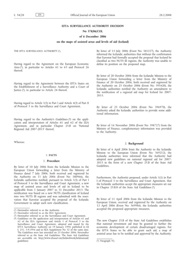 EFTA SURVEILLANCE AUTHORITY DECISION No 378/06/COL of 6 December 2006 on the Maps of Assisted Areas and Levels of Aid (Iceland)