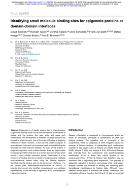 Identifying Small Molecule Binding Sites for Epigenetic Proteins at Domain-Domain Interfaces