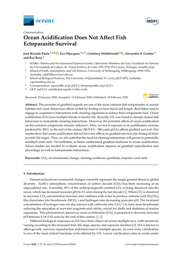 Ocean Acidification Does Not Affect Fish Ectoparasite Survival