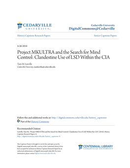 Project MKULTRA and the Search for Mind Control: Clandestine Use Of