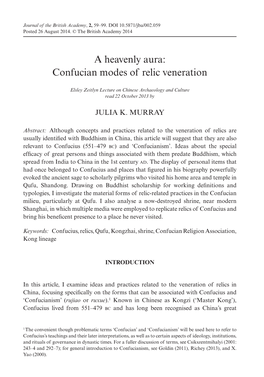 Confucian Modes of Relic Veneration