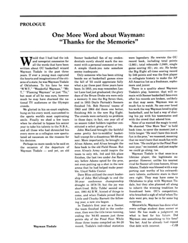 One More Word About Wayman: 