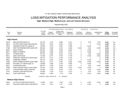 LOSS MITIGATION PERFORMANCE ANALYSIS High, Medium-High, Medium-Low, and Low Volume Servicers