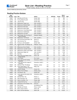 Quiz List—Reading Practice Page 1 Printed Tuesday, January 8, 2013 5:11:42 PM School: Mcmurray Elementary School