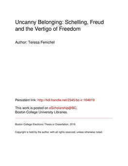 Uncanny Belonging: Schelling, Freud and the Vertigo of Freedom