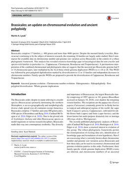 Brassicales: an Update on Chromosomal Evolution and Ancient Polyploidy