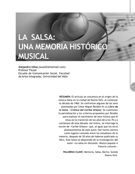 La Salsa: Una Memoria Histórico Musical