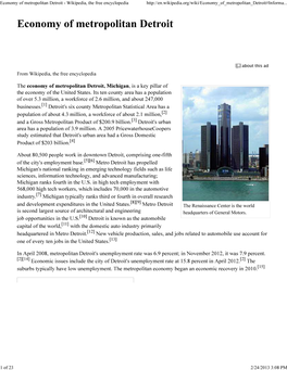Economy of Metropolitan Detroit - Wikipedia, the Free Encyclopedia
