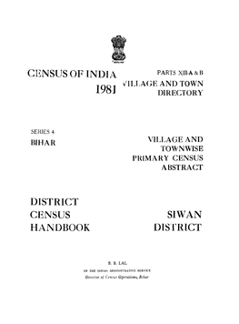 Village and Townwise Primary Census Abstract, Siwan District, Series-4, Bihar