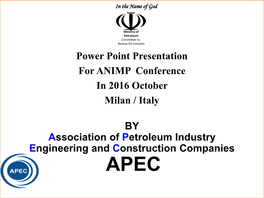 Power Point Presentation for ANIMP Conference in 2016 October Milan / Italy