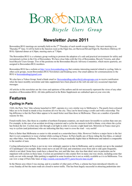 Newsletter June 2011