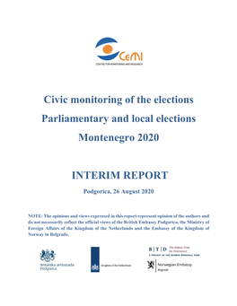 Civic Monitoring of the Elections Parliamentary and Local Elections Montenegro 2020