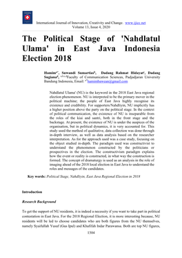 'Nahdlatul Ulama' in East Java Indonesia Election 2018