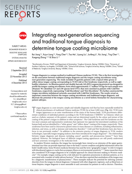 Integrating Next-Generation Sequencing and Traditional Tongue