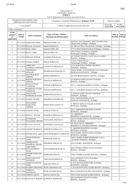 ANNEXURE 5.8 (CHAPTER V, PARA 25) FORM 9 List of Applications For