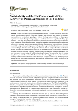 Sustainability and the 21St Century Vertical City: a Review of Design Approaches of Tall Buildings