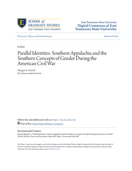 Parallel Identities: Southern Appalachia and the Southern Concepts of Gender During the American Civil War Maegan K