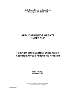 APPLICATION for GRANTS UNDER the Fulbright-Hays Doctoral