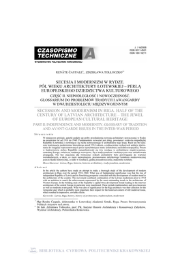 Secesja I Modernizm W Rydze. Pół Wieku Architektury Łotewskiej – Perłą Europejskiego Dziedzictwa Kulturowego. Część II