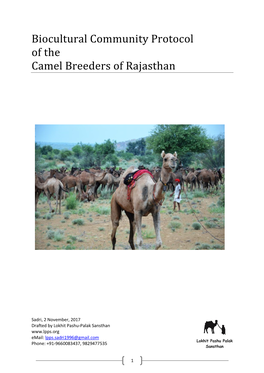 Biocultural Community Protocol of the Camel Breeders of Rajasthan