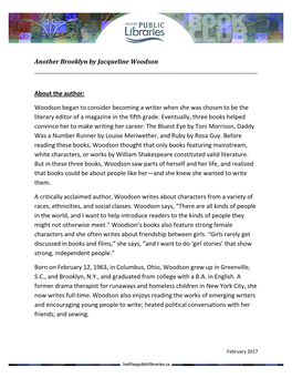 Another Brooklyn by Jacqueline Woodson ______