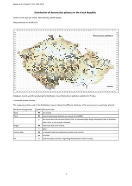 1 Distribution of Ranunculus Peltatus in the Czech Republic