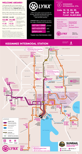 Sunrail Station $1.00 $2.25 Downtown Orlando with LYNX with LYNX EXACT FARE REQUIRED St