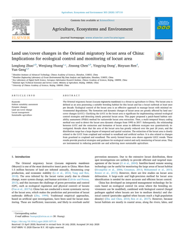 Land Use/Cover Changes in the Oriental Migratory Locust Area of China Implications for Ecological Control and Monitoring Of