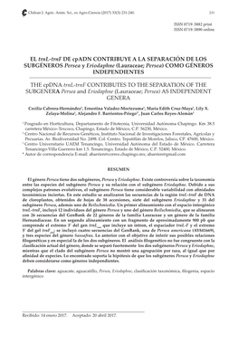 (Lauraceae; Persea) COMO GÉNEROS INDEPENDIENTES