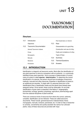 Taxonomic Documentation