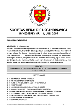 Societas Heraldica Scandinavica Nyhedsbrev Nr