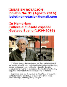 Gustavo Bueno (1924-2016)