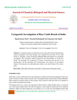 Journal of Chemical, Biological and Physical Sciences Cytogenetic