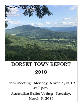 Dorset Town Report 2018