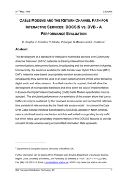 Docsis Vs. Dvb - A