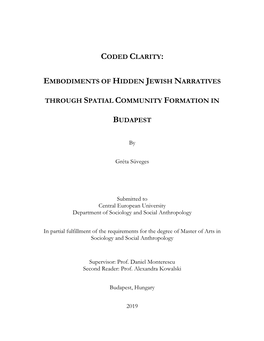 Embodiments of Hidden Jewish Narratives Through Spatial