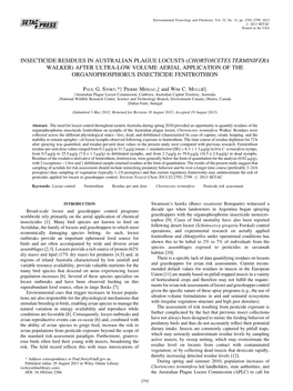 Insecticide Residues in Australian Plague Locusts (Chortoicetes Terminifera Walker) After Ultra‐Low Volume Aerial Application