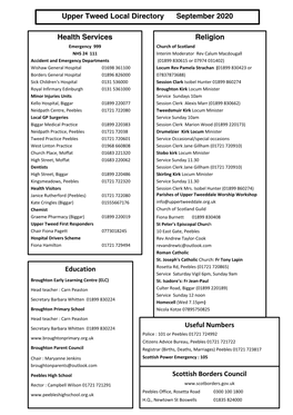 Health Services Education Religion Useful Numbers Scottish Borders