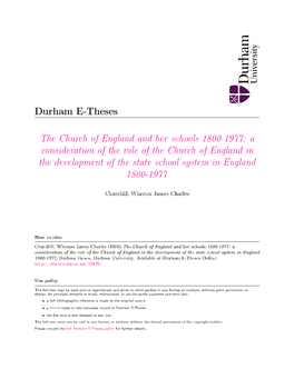 The Church of England and Her Schools 1800-1977
