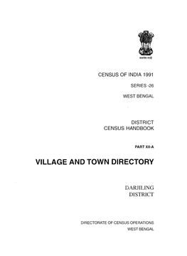 Village and Town Directory, Darjiling, Part XII-A , Series-26, West Bengal
