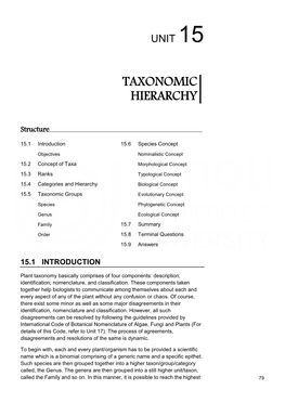 Taxonomic Hierarchy