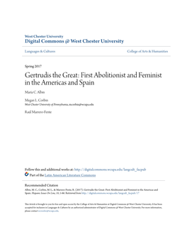 Gertrudis the Great: First Abolitionist and Feminist in the Americas and Spain María C