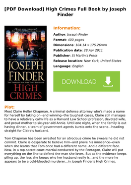 [PDF Download] High Crimes Full Book by Joseph Finder