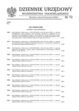 WOJEWÓDZTWA DOLNOŚLĄSKIEGO Wrocław, Dnia 24 Kwietnia 2009 R