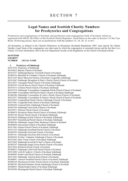Legal Names and Scottish Charity Numbers