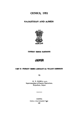 District Census Handbook, Jaipur, Rajasthan and Ajmer