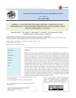 Rabies, a Vaccine Preventable Disease: Current Status, Epidemiology, Pathogenesis, Prevention and Control with Special Reference to India