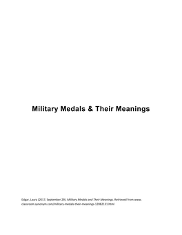 Military Medals & Their Meanings