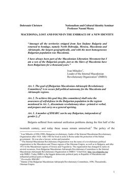 REDRAFT PAPER Dobromir Christow Nationalism and Cultural I…